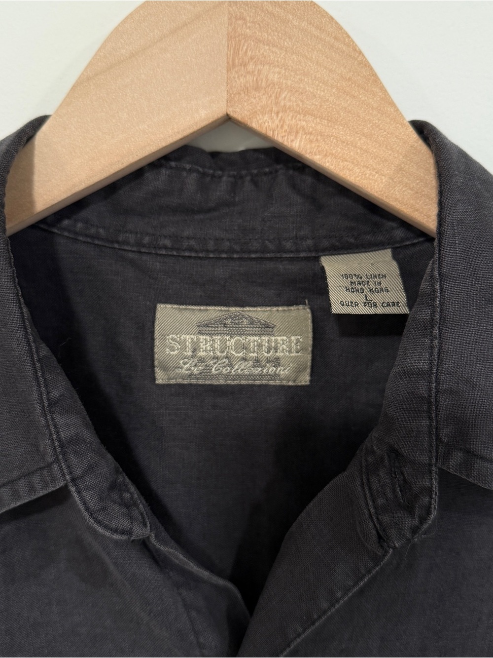 Charcoal Men’s Button down Linen Shirt - Picture 2 of 4
